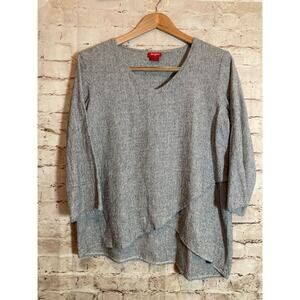 Toofan Lagenlook Top Womens Medium Gray Boxy Lagom Asymmetric Hem Art To Wear